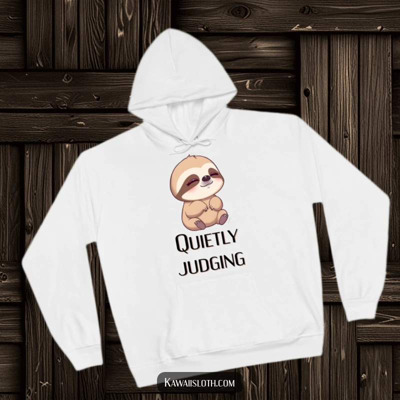 Funny hoodie featuring a sloth slowly blinking, designed for ultimate comfort and peaceful humor.