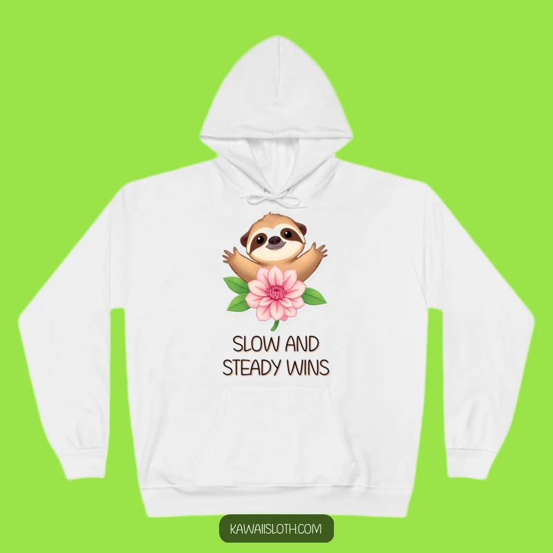Funny Sloth Embracing Flower Hoodie - Cozy Comfort and Nature