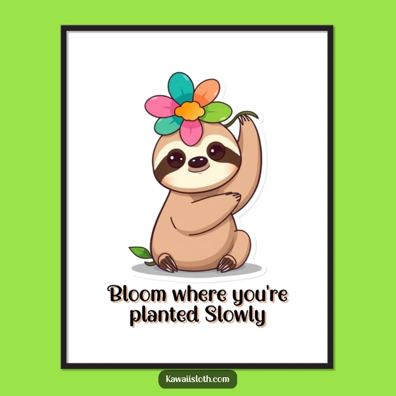 Free Printable Sloth Flower Art: Whimsical & Funny Downloadable Decor, Print at Home