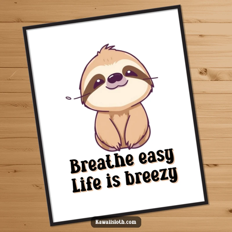 Funny Free Printable Wall Art: Sloth looking utterly serene while enjoying a gentle breeze, a peaceful downloadable art piece.