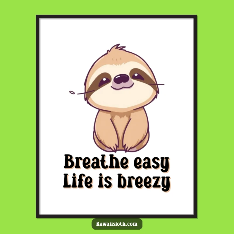 Free Printable Sloth Art: Serene Breeze Funny Downloadable Wall Decor