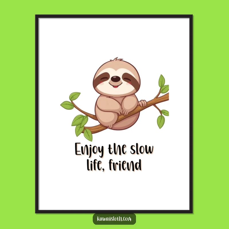 Free Printable Wall Art: Relaxed Sloth Sway, Chill Decor Downloadable Gift