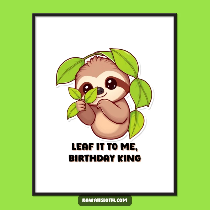 Free Printable Sloth Wall Art: Funny Leaf Holding Downloadable Decor for Quirky Homes