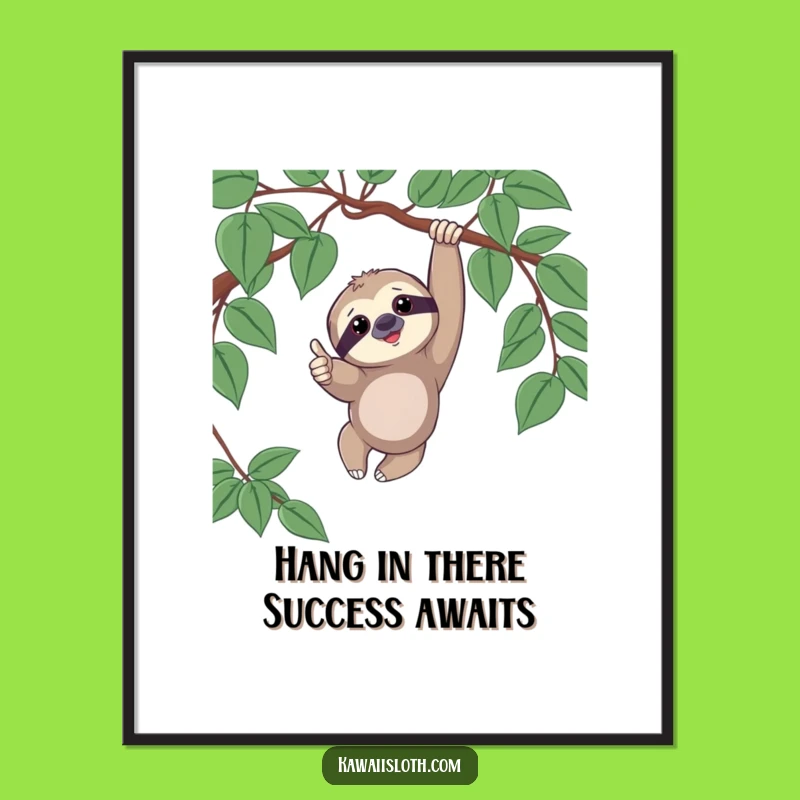 Free Printable Sloth Wall Art: Playful Thumbs Up, Funny Downloadable Art Gift