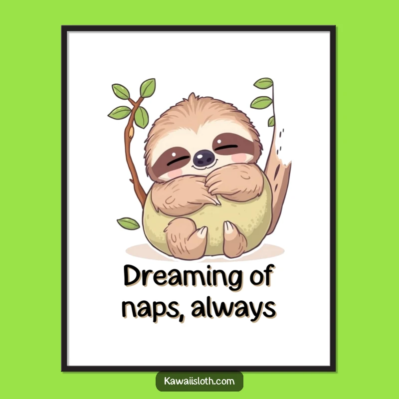 Free Printable Wall Art: Dreamy Sloth Pillow Hug, Cozy Decor Downloadable Gift
