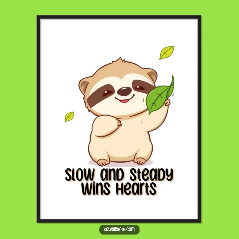 Free Printable Wall Art: Playful Sloth Leaf Catch - Funny Animal Downloadable Decor