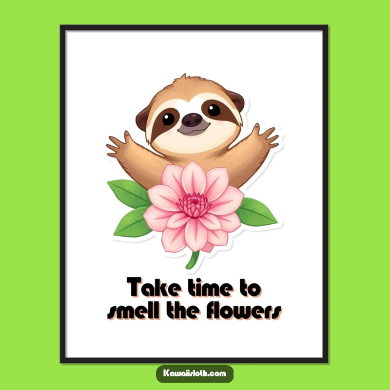 Free Printable Wall Art: Sloth's Peaceful Embrace Funny Downloadable Nature Decor