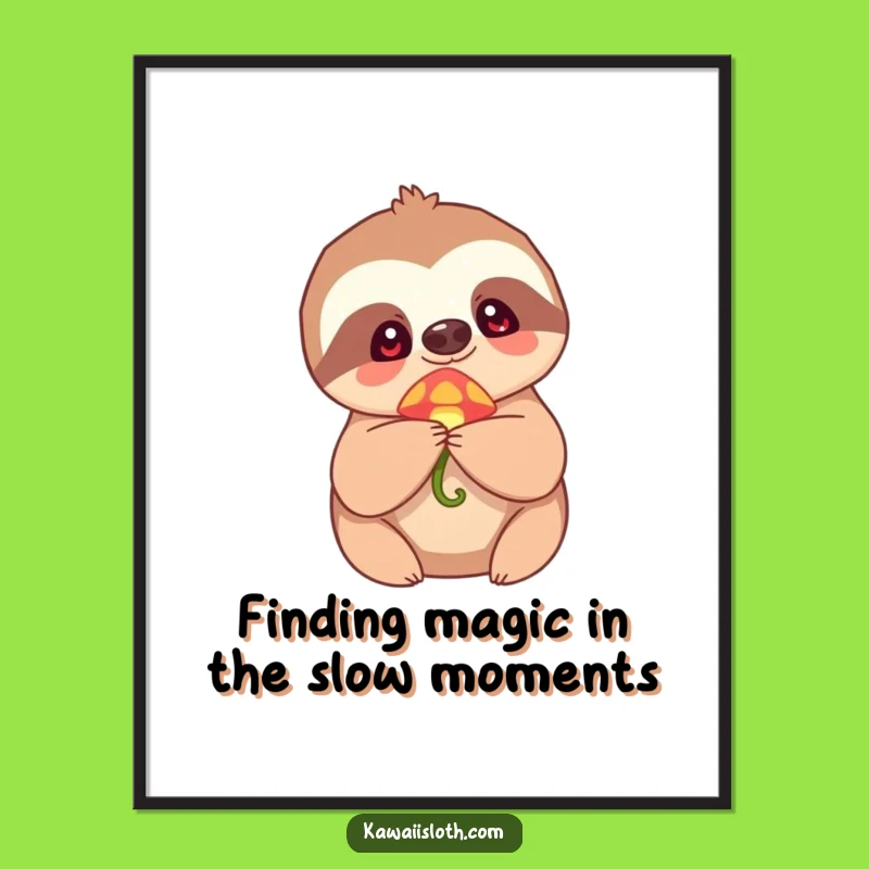 Free Printable Wall Art: Wonder Sloth Mushroom Magic Funny Downloadable Decor
