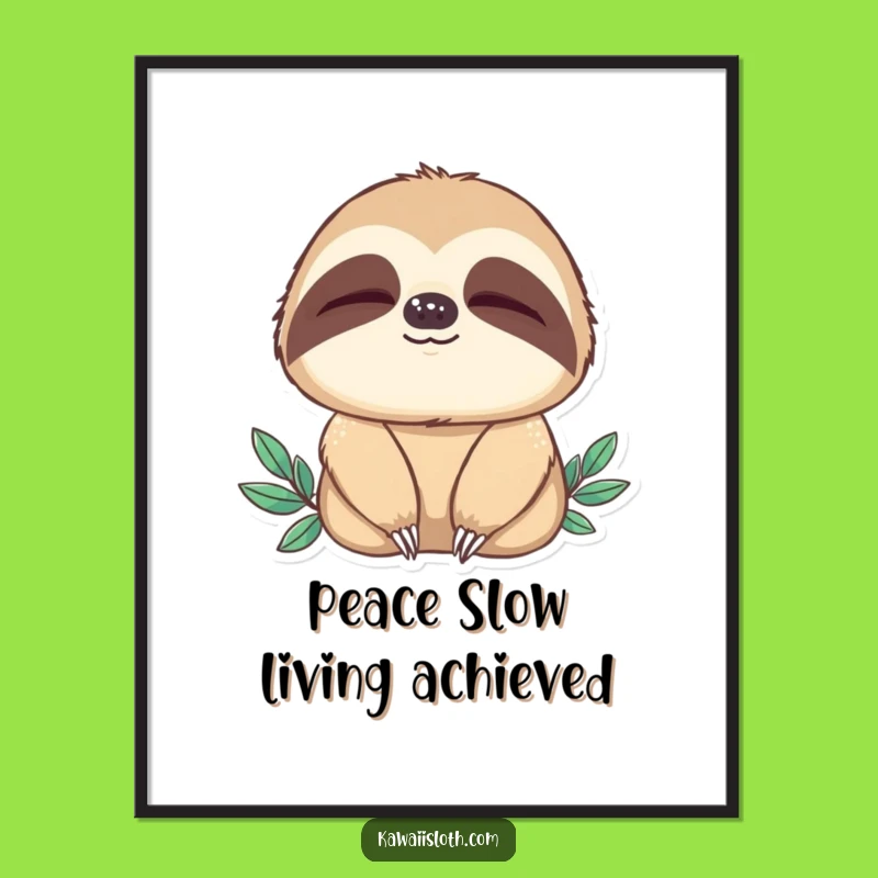 Funny Free Printable Wall Art: Peaceful Sloth Blink, Humorous Downloadable Decor