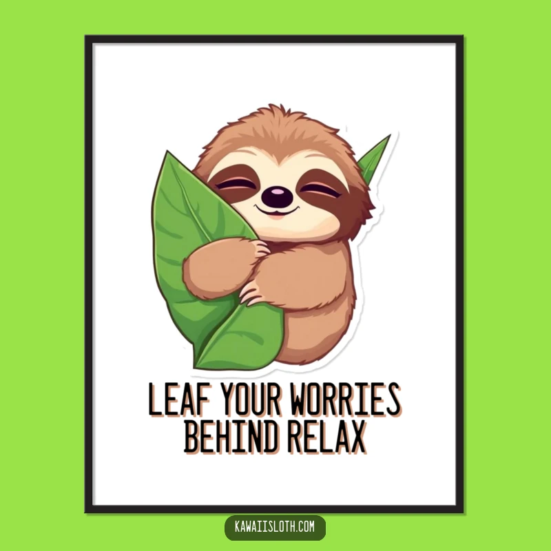 Free Printable Sloth Wall Art: Sleepy Hug, Funny Downloadable Art Gift