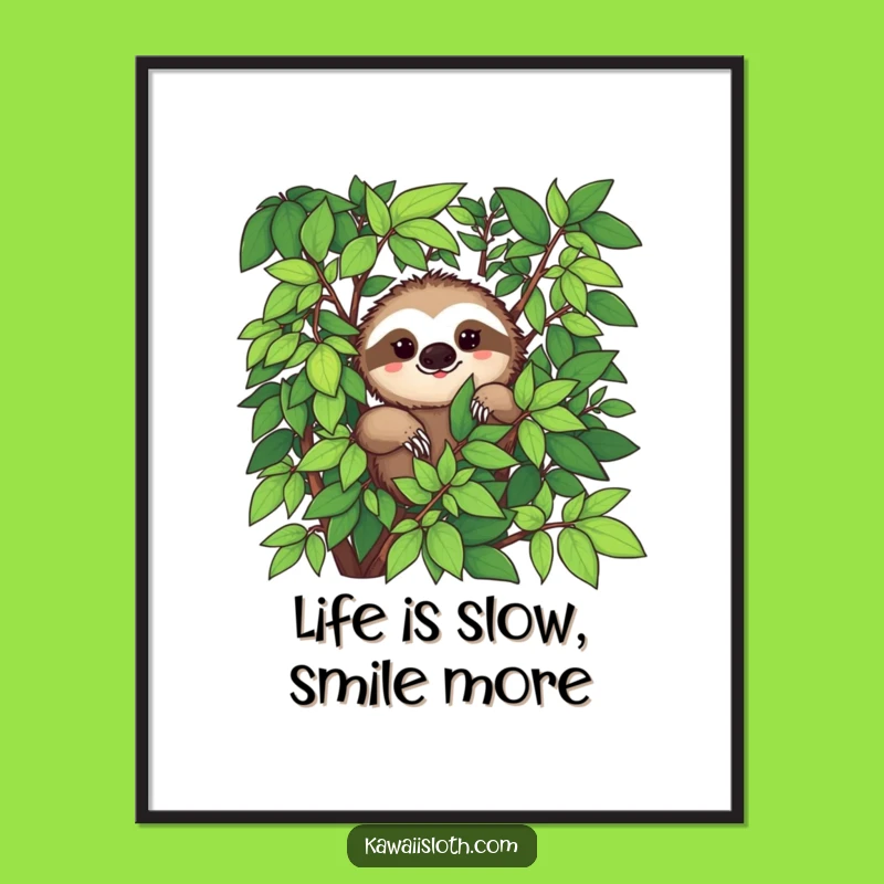 Free Printable Sloth Wall Art: Funny Smile Downloadable Decor