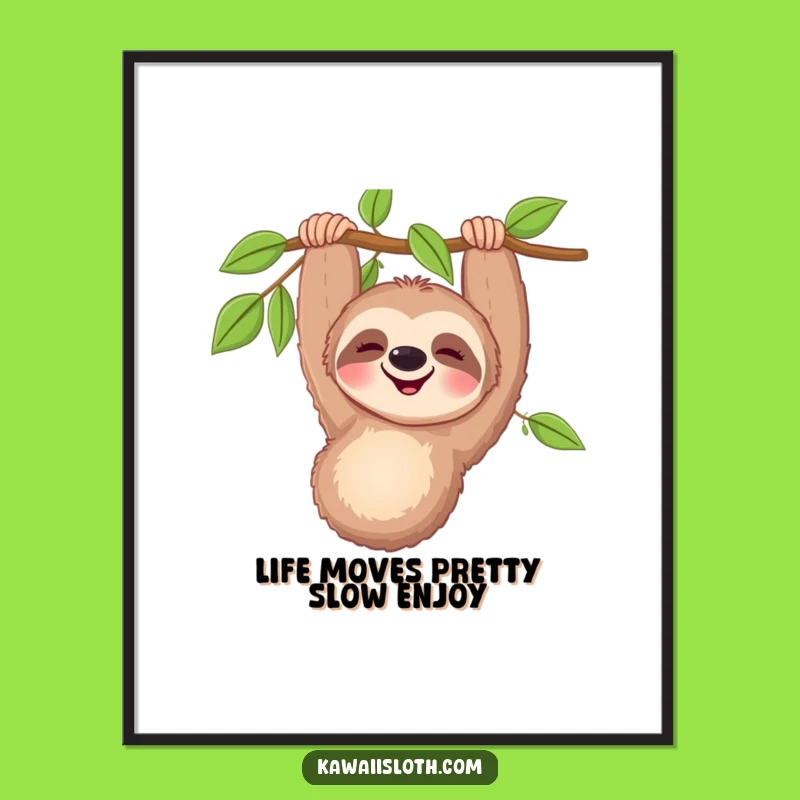 Free Printable Wall Art: Funny Relaxed Sloth Art, Hilarious Downloadable Decor