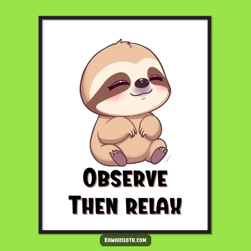 Funny Sloth Wall Art Free Printable: Blinking Sloth DIY Downloadable Decor for Serene Spaces