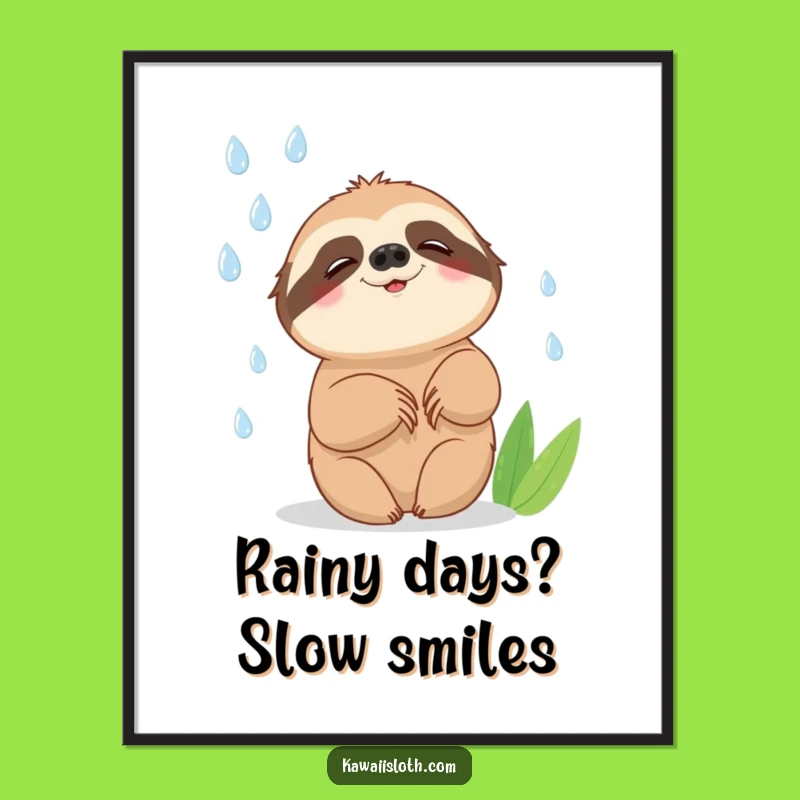 Free Printable Wall Art: Sloth's Rainy Day Bliss, Hilarious Downloadable Decor