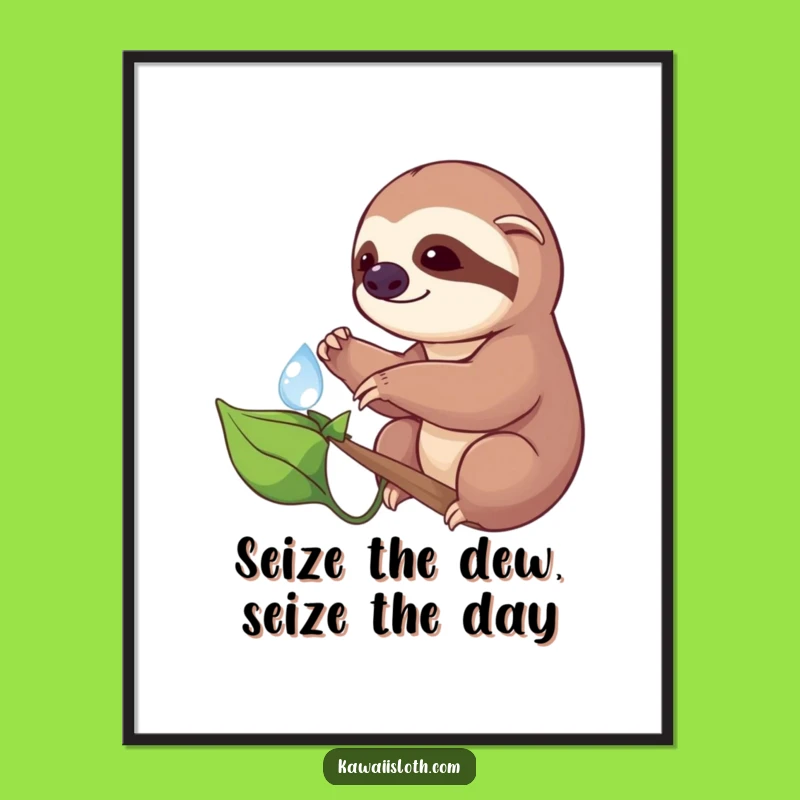 Free Printable Sloth Wall Art: Funny Dewdrop Scene Downloadable Decor for Calm Spaces