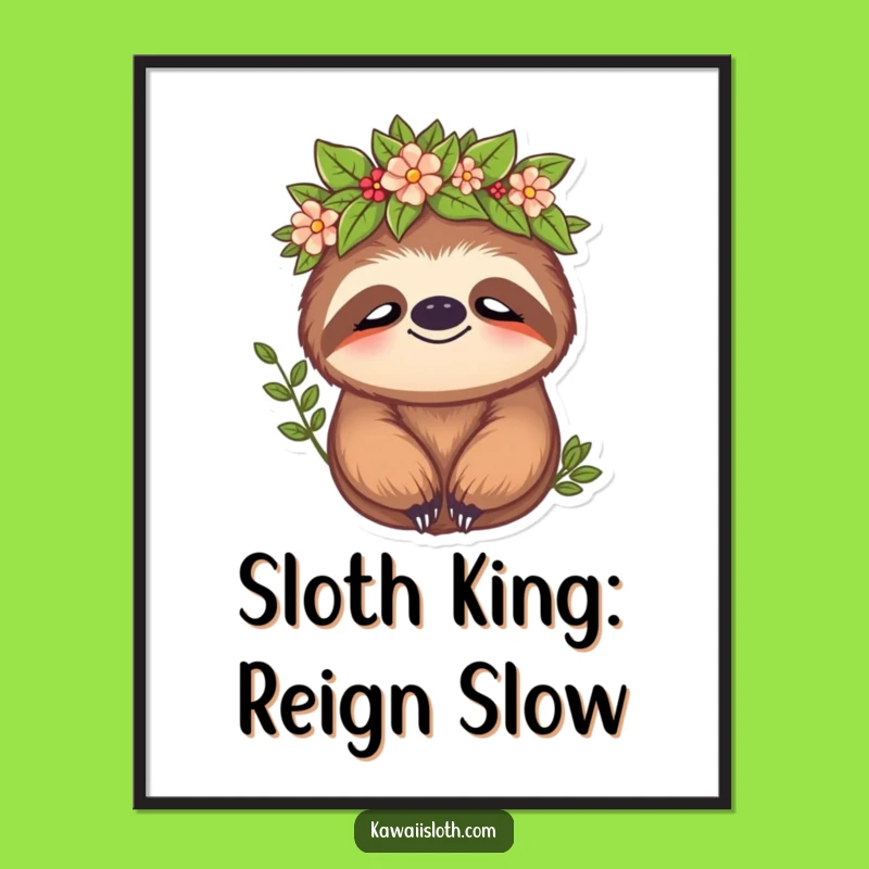 Free Printable Wall Art: Peaceful Sloth King - Relaxing Downloadable Decor