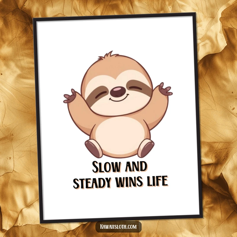 Funny Free Printable Wall Art: A content sloth stretching peacefully, perfect downloadable decor for calm spaces