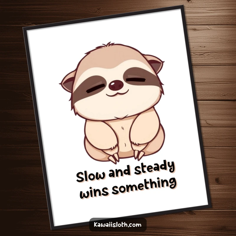 Funny Free Printable Wall Art: A sloth with sleepy eyes giving a slow, gentle nod, perfect for calming and serene decor.