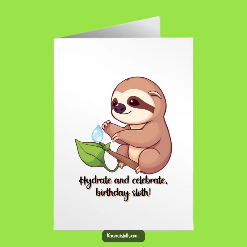 Free Printable Birthday Card: Cautious Sloth Dewdrop Humor for Funny Downloadable Gifts