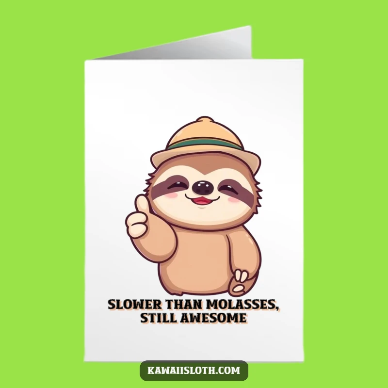 Free Printable Birthday Card: Lazy Sloth Thumbs Up Funny Downloadable Gift