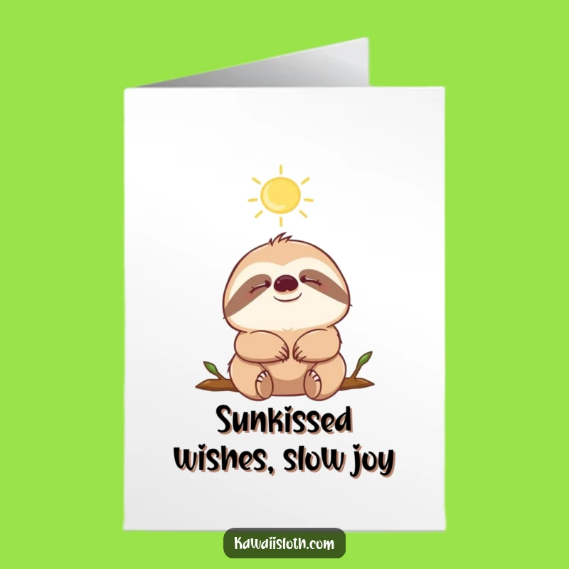 Free Printable Birthday Card: Relaxed Sloth Sunbathing - Peaceful Downloadable Gift