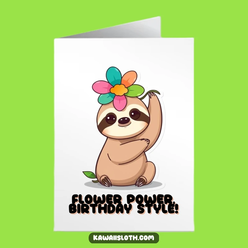 Free Printable Sloth Flower Crown Birthday Card: Elegant & Funny Downloadable Gift, Print at Home