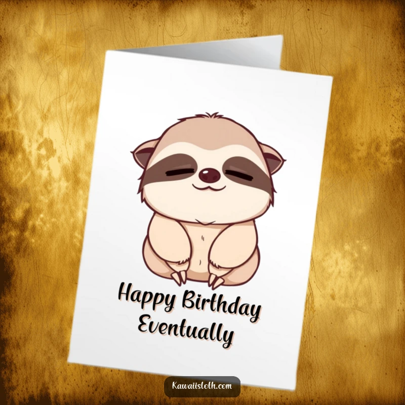 Funny Free Printable Birthday Card: A sloth with sleepy eyes giving a slow, gentle nod, perfect for a relaxed birthday message.