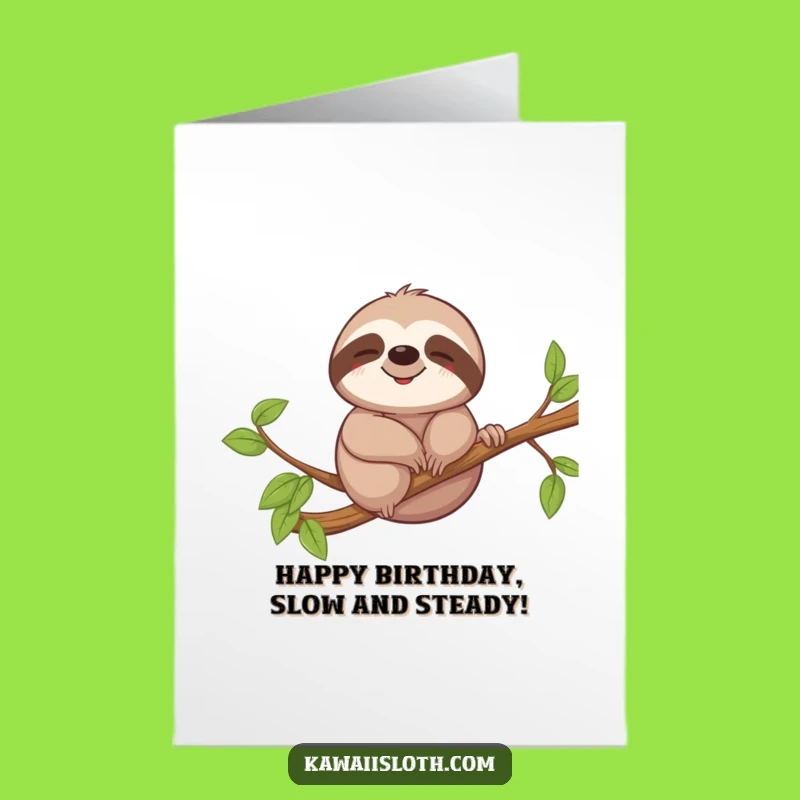 Free Printable Birthday Card: Relaxed Sloth Swaying, Chill Downloadable Gift