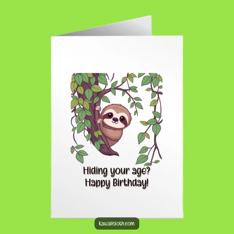 Free Printable Birthday Card: Shy Sloth Peeking - Sweet & Funny Downloadable
