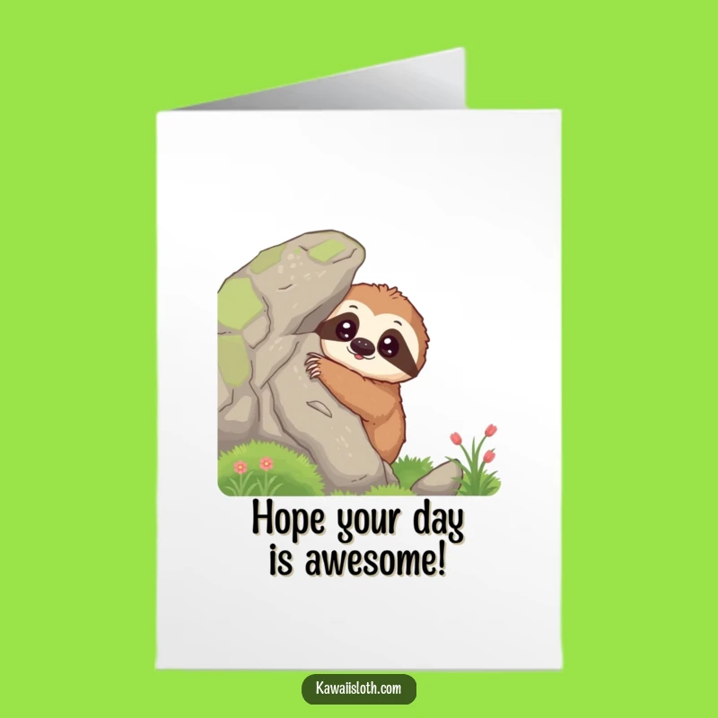 Free Printable Birthday Card: Curious Sloth Peeking Hilariously, Perfect Downloadable Greeting