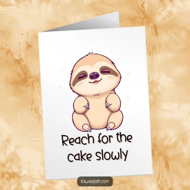 Funny Free Printable Birthday Card: Sloth languidly reaches for a shimmering, peaceful aura. Zen birthday wishes.
