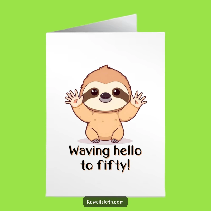 Free Printable Birthday Card: Slow Sloth Wave Hello, A Gentle Funny Downloadable Gift