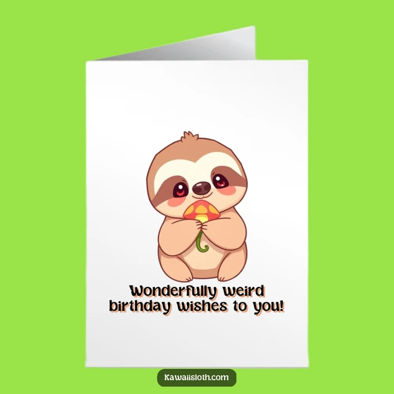 Free Printable Birthday Card: Wonder Sloth Mushroom Magic Funny Downloadable Gift