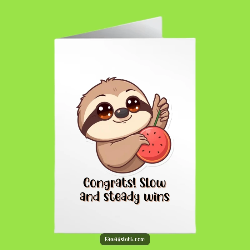 Free Printable Congrats Card: Sloth Reaches Goal Downloadable