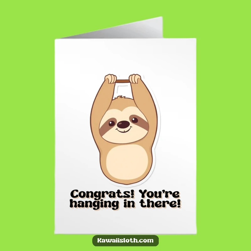 Free Printable Congrats Card: Upside Down Sloth's Joy, A Funny Downloadable Gift
