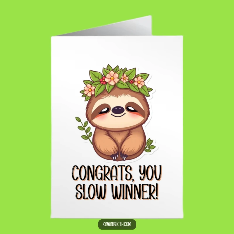 Free Printable Congrats Card: Sloth Crowned - Serene Downloadable Celebration