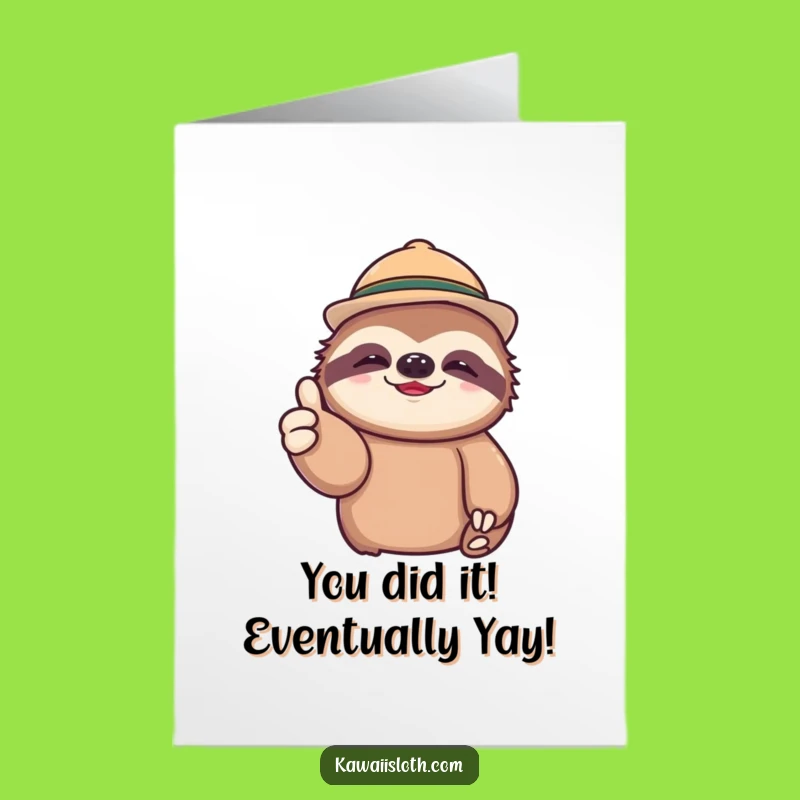 Free Printable Congrats Card: Lazy Sloth Thumbs Up Funny Downloadable Gift