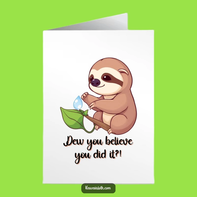 Free Printable Sloth Congrats Card: Funny Dewdrop Reach for Downloadable Celebration
