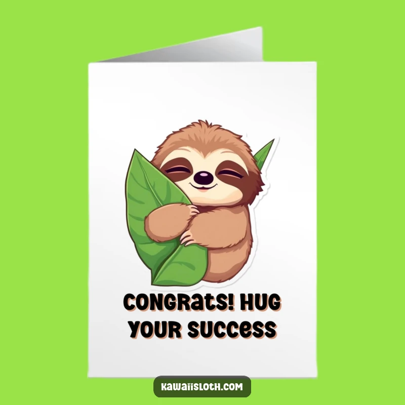 Free Printable Sloth Congrats Card: Sleepy Hug, Funny Downloadable Gift