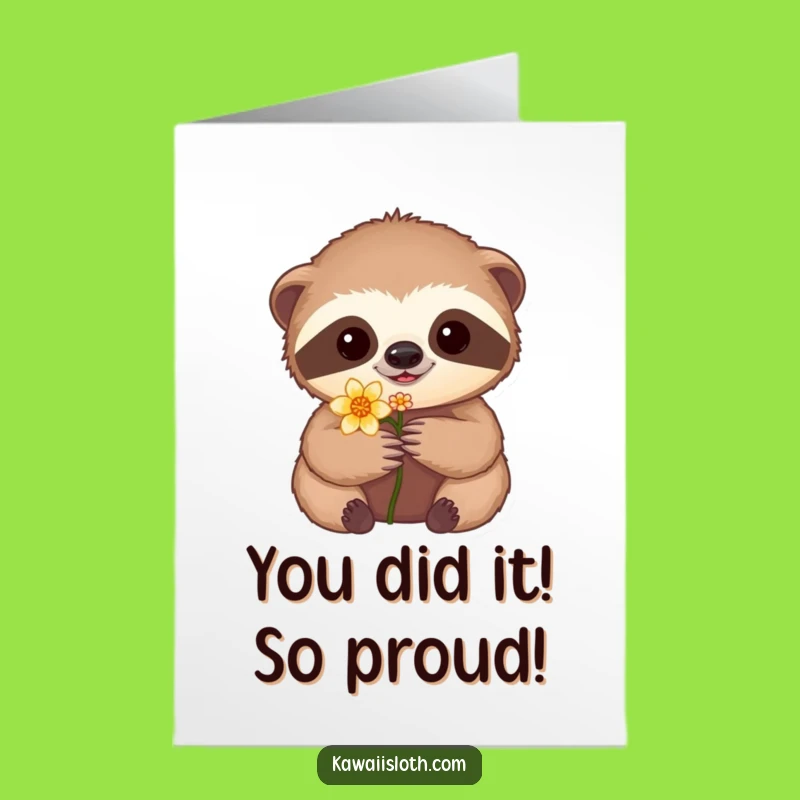 Free Printable Sloth Congratulations Card: Blooming Flower Surprise, Humorous Downloadable Gift