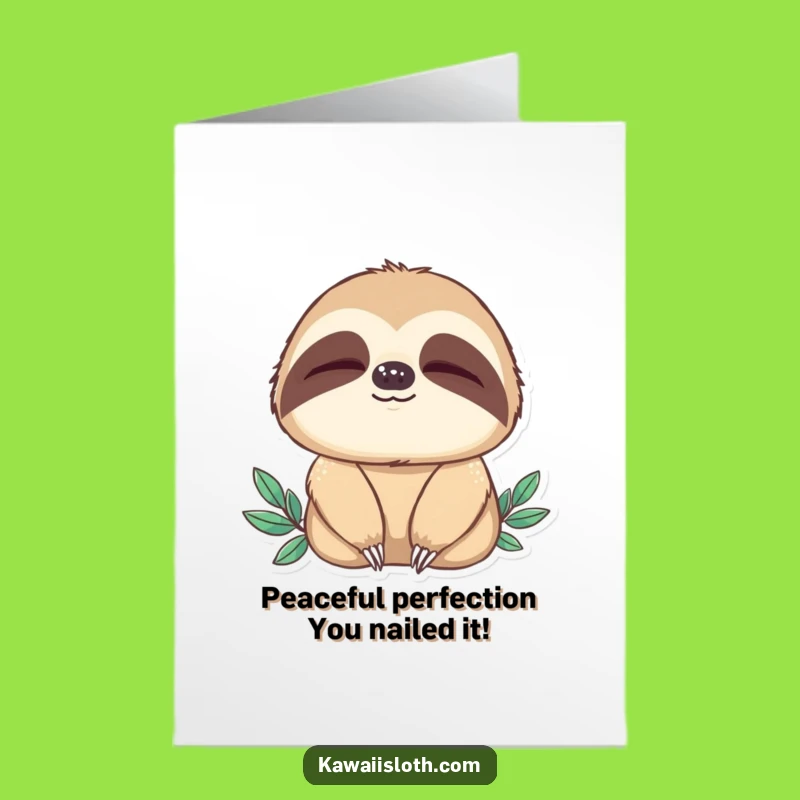 Free Printable Congrats Card: Calm Sloth Blink, Funny Downloadable Gift