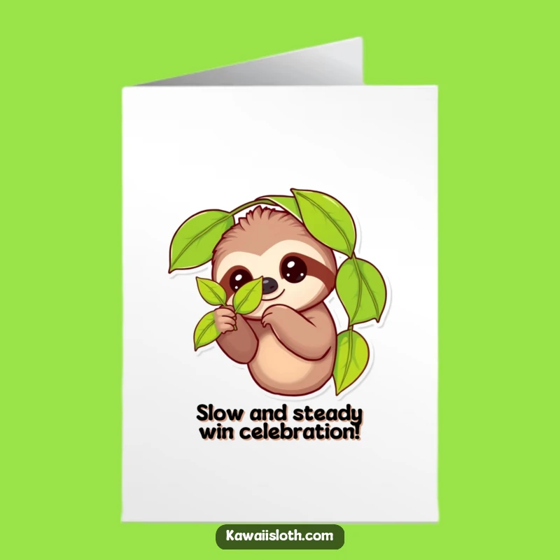 Free Printable Sloth Congrats Card: Funny Leaf Moment for Your Downloadable Celebration