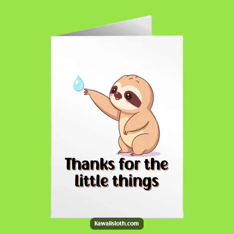 Free Printable Sloth Thank You Card: Dewdrop Gratitude - Funny Downloadable