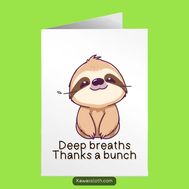 Free Printable Sloth Thank You Card: Serene Breeze Funny Downloadable Gift