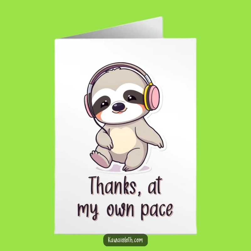Free Printable Thank You Card: Chill Sloth DJ Says Thanks - Witty Downloadable Gift
