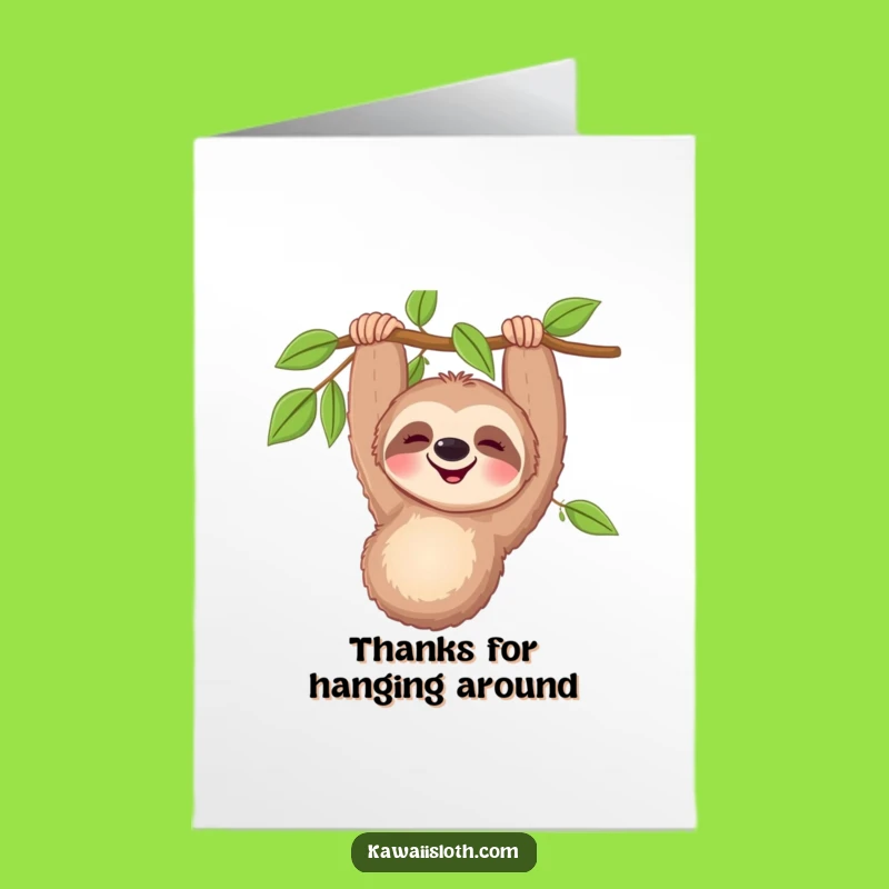 Free Printable Thank You Card: Chill Sloth Expresses Gratitude, Funny Downloadable Message