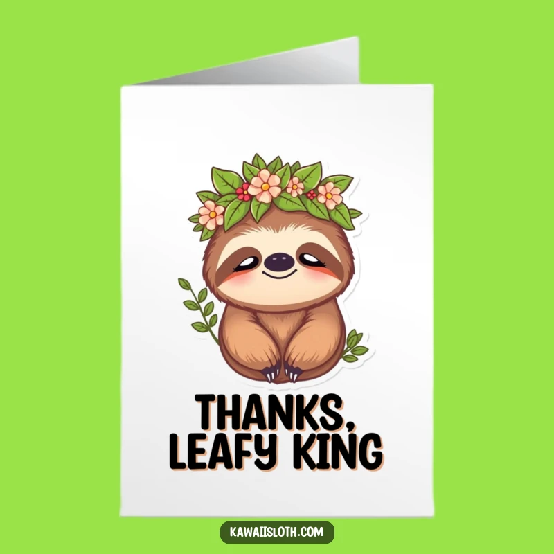 Free Printable Thank You Card: Crowned Sloth's Peace - Funny Downloadable Gratitude