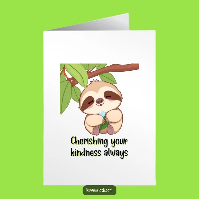 Free Printable Thank You Card: Sloth Dewdrop Smile - Grateful Downloadable