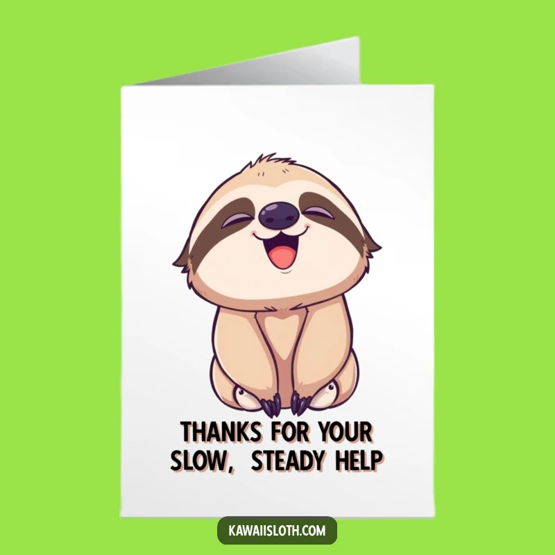 Free Printable Thank You Card: Sloth's Gentle Yawn Funny Downloadable Gratitude
