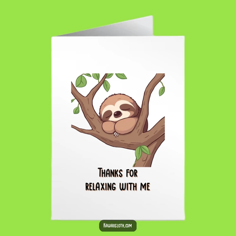 Free Printable Thank You Card: Sloth's Peaceful Thanks - Funny Downloadable Gift!